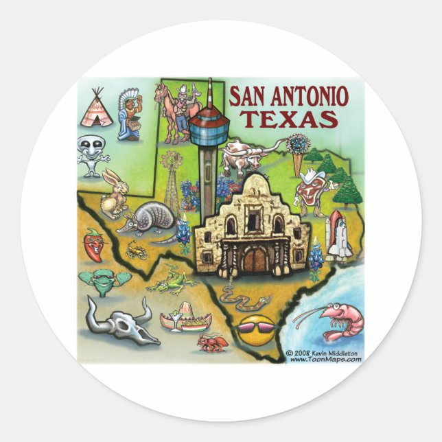 San Antonio TX Classic Round Sticker (Front)