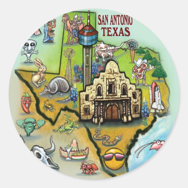 San Antonio TX Classic Round Sticker (Front)
