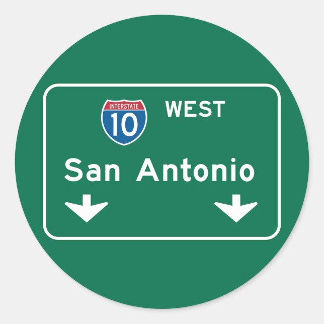 San Antonio, TX Road Sign Classic Round Sticker (Front)