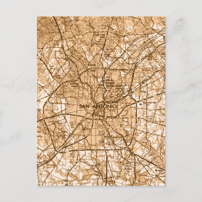 San Antonio Vintage map Postcard (Front)