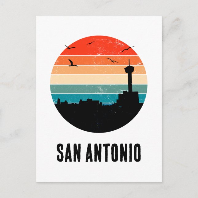 San Antonio Vintage Sunset Cityscape Postcard (Front)