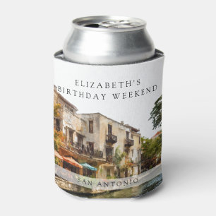 San Antonio Watercolor Birthday Weekend Can Cooler