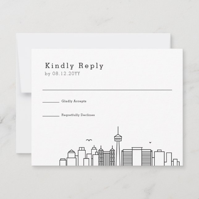 San Antonio Wedding | Stylised Skyline RSVP (Front)