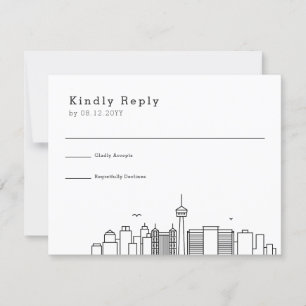 San Antonio Wedding   Stylised Skyline RSVP Card