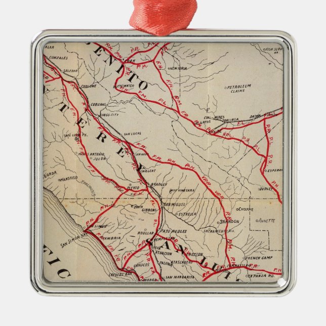 San Benito, Fresno, Monterey, San Luis Obispo Metal Ornament (Front)