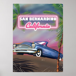 San Bernardino California retro USA travel poster