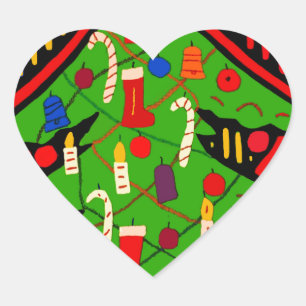 San Blas Island Christmas Tree Mola Heart Sticker