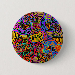 San Blas Island Mola Collage 6 Cm Round Badge