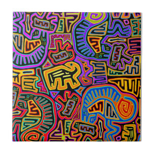 San Blas Island Mola Collage Ceramic Tile