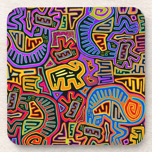 San Blas Island Mola Collage Coaster (Front)