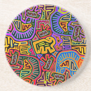 San Blas Island Mola Collage Coaster
