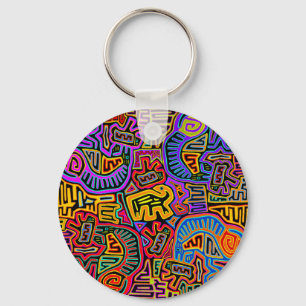 San Blas Island Mola Collage Key Ring