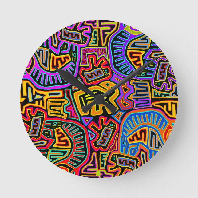 San Blas Island Mola Collage Round Clock (Front)