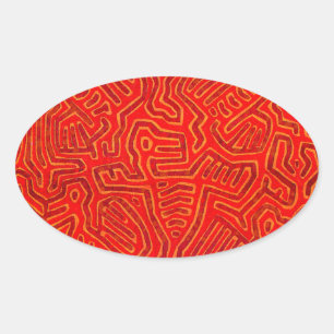 San Blas Island Mola Spirits Oval Sticker