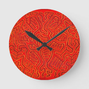 San Blas Island Mola Spirits Round Clock