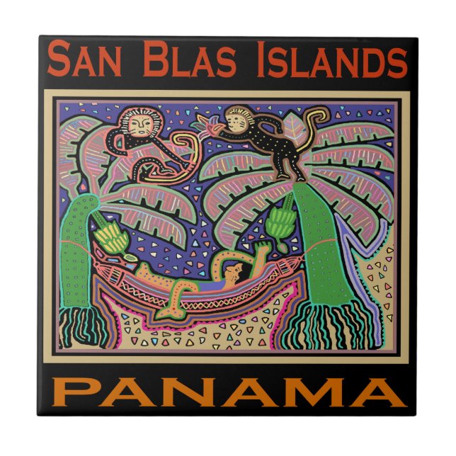 San Blas Islands Panama Mola Ceramic Tile (Front)