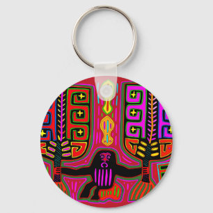 San Blas Kuna Man with Fans Key Ring
