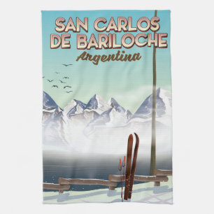 San Carlos de Bariloche Ski travel poster Tea Towel