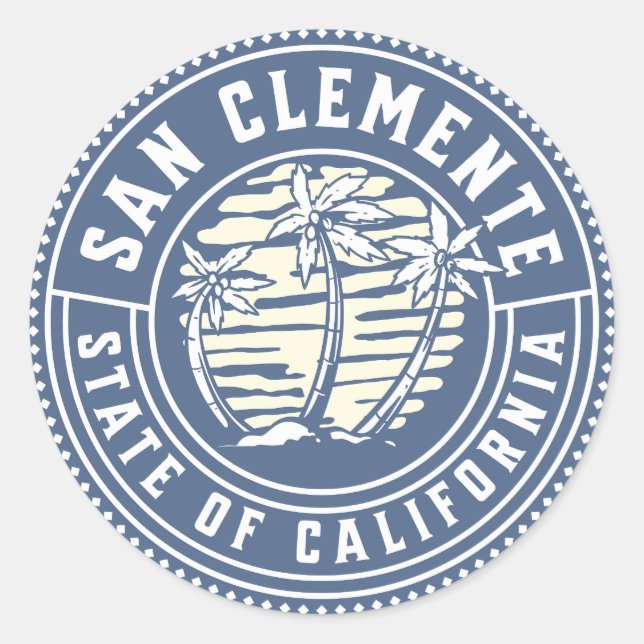 San Clemente Beach Surfing Souvenir Classic Round Sticker (Front)