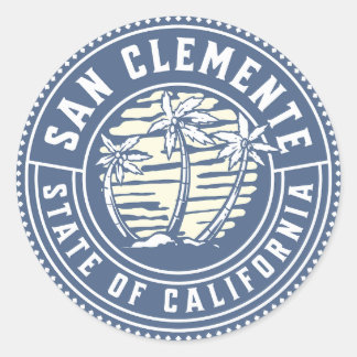 San Clemente Beach Surfing Souvenir Classic Round Sticker