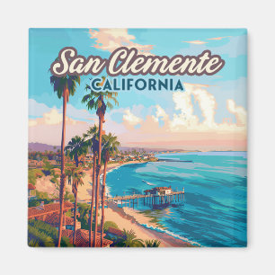 San Clemente California Beach Orange County Retro Magnet