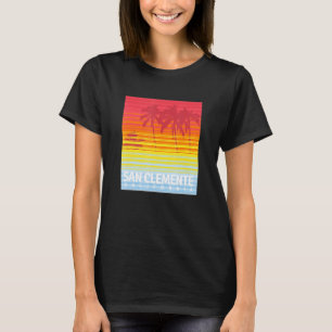 San Clemente California Retro Sunset Palm Trees T-Shirt