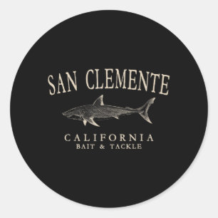 San Clemente California Shark Ivory Art Vintage Classic Round Sticker
