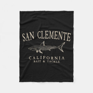 San Clemente California Shark Ivory Art Vintage Fleece Blanket