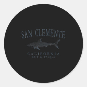 San clemente california vintage shark slate art classic round sticker