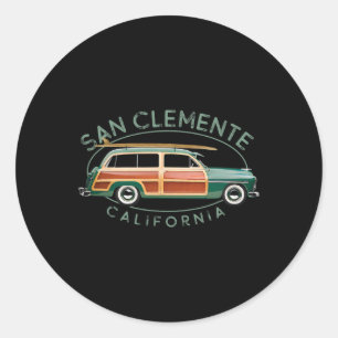 San Clemente California Vintage Surfing Classic Round Sticker