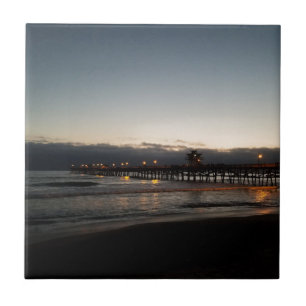 san clemente pier night time ocean california ceramic tile