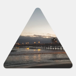 san clemente pier night time ocean california triangle sticker
