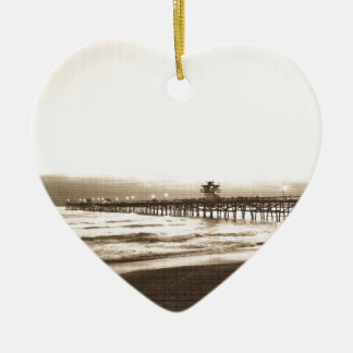San Clemete pier California beach vintage photo Ceramic Ornament