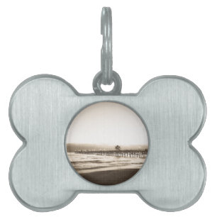 San Clemete pier California beach vintage photo Pet Name Tag
