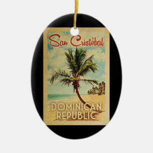 San Cristobal Palm Tree Vintage Travel Ceramic Ornament