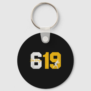 San Diego 619 Vintage 90s Baseball Player Silhouet Key Ring