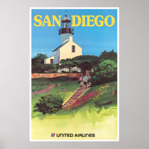 San Diego Art United Airlines Travel Poster