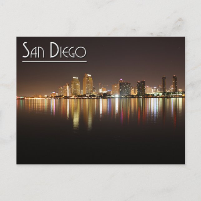 San Diego At Night Postcard (Front)