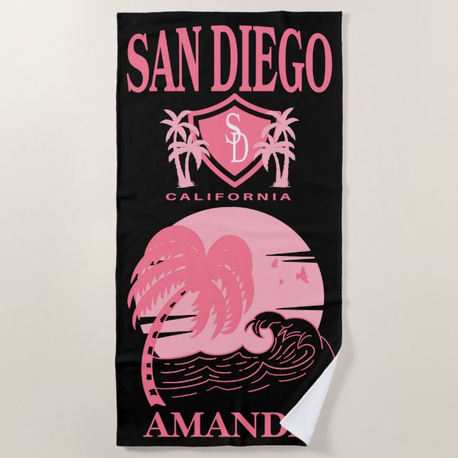 San Diego Bachelorette Party Customised Vacation Beach Towel (Front)