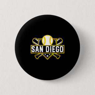San Diego Baseball Home Plate Crossed Bats T Shirt 6 Cm Round Badge