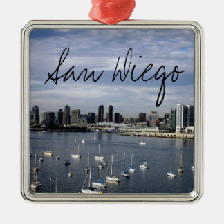 San Diego Bay and Skyline Metal Ornament