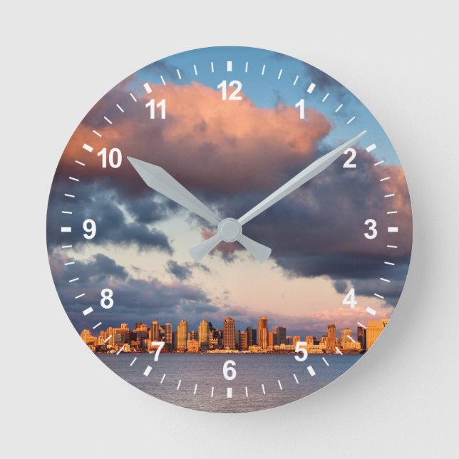 San Diego Bay City Skyline Round Clock (Front)
