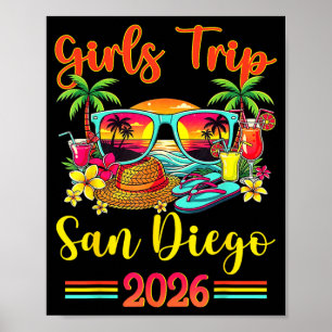 San Diego Beach CA Summer Vibes Sunset Women Girls Poster