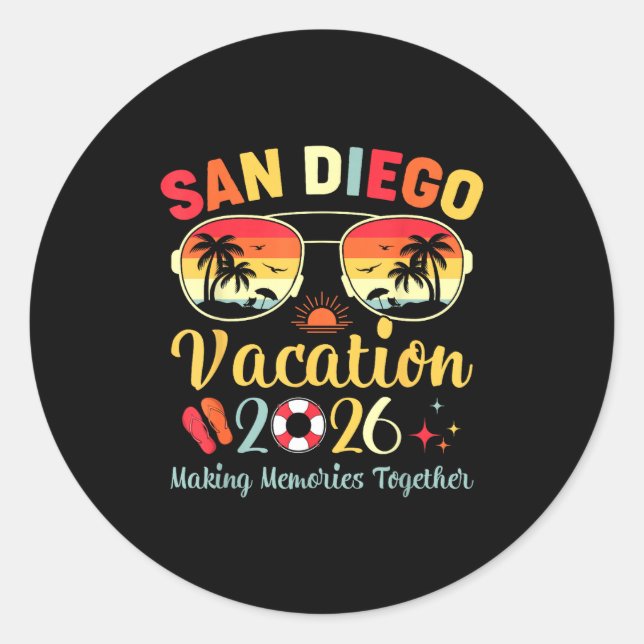 San Diego Beach Ca Vacation Classic Round Sticker (Front)