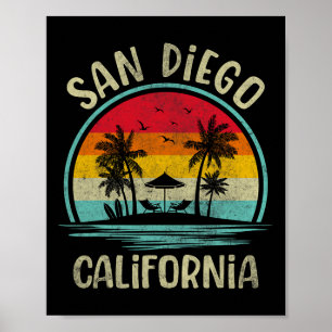San Diego Beach California Palm Tree Family Summer Poster