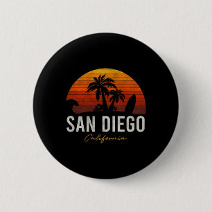 San Diego Beach California Palms Vacation Surf Sun 6 Cm Round Badge