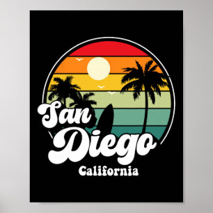 San Diego Beach California Surfing Surfer Souvenir Poster