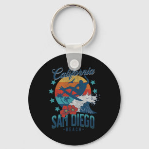 San Diego Beach California Surfing Vintage Vacatio Key Ring
