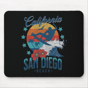 San Diego Beach California Surfing Vintage Vacatio Mouse Pad