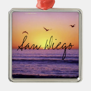 San Diego Beach Sunset Metal Ornament